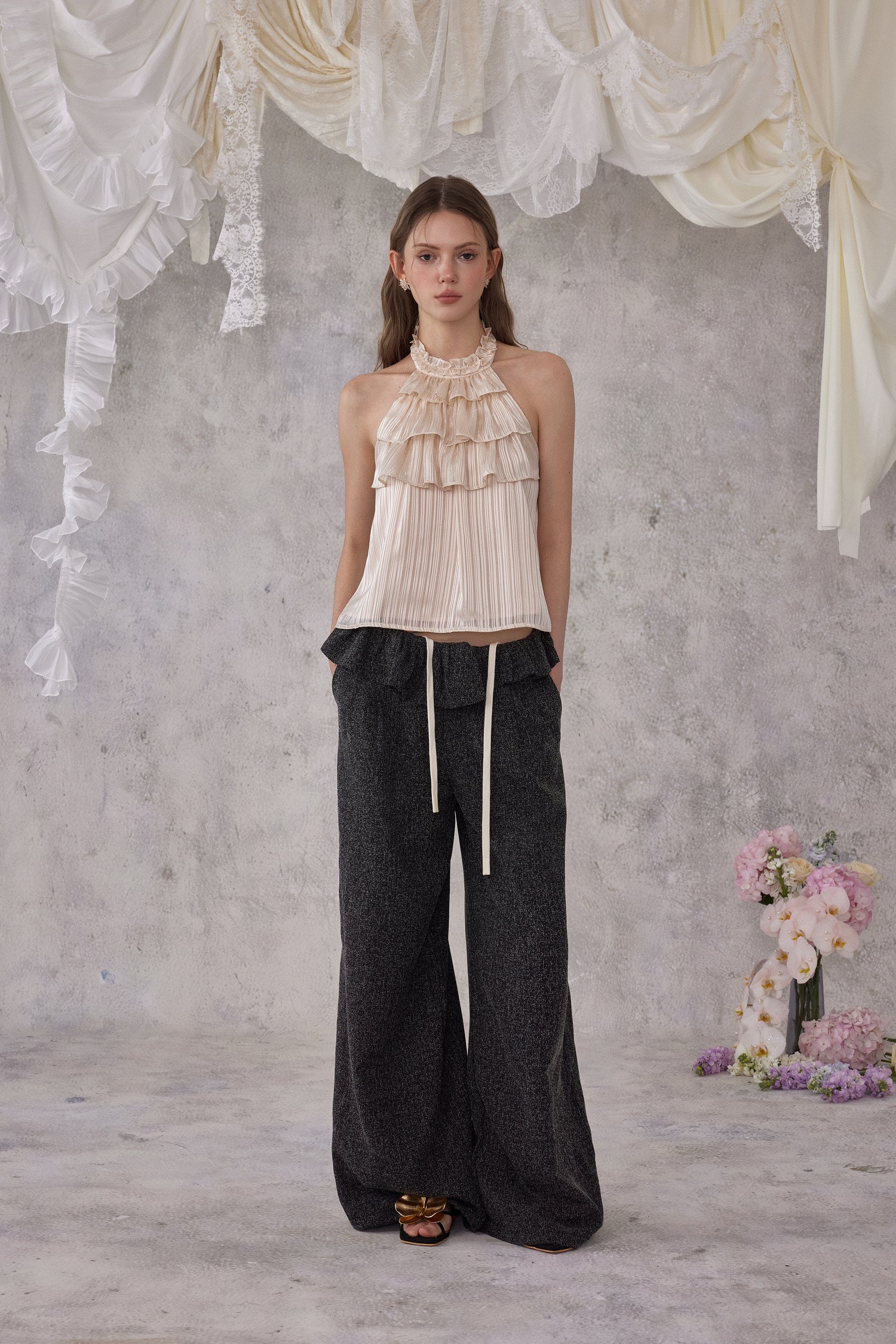 NOMEANSNO N159 Ruffled black pants