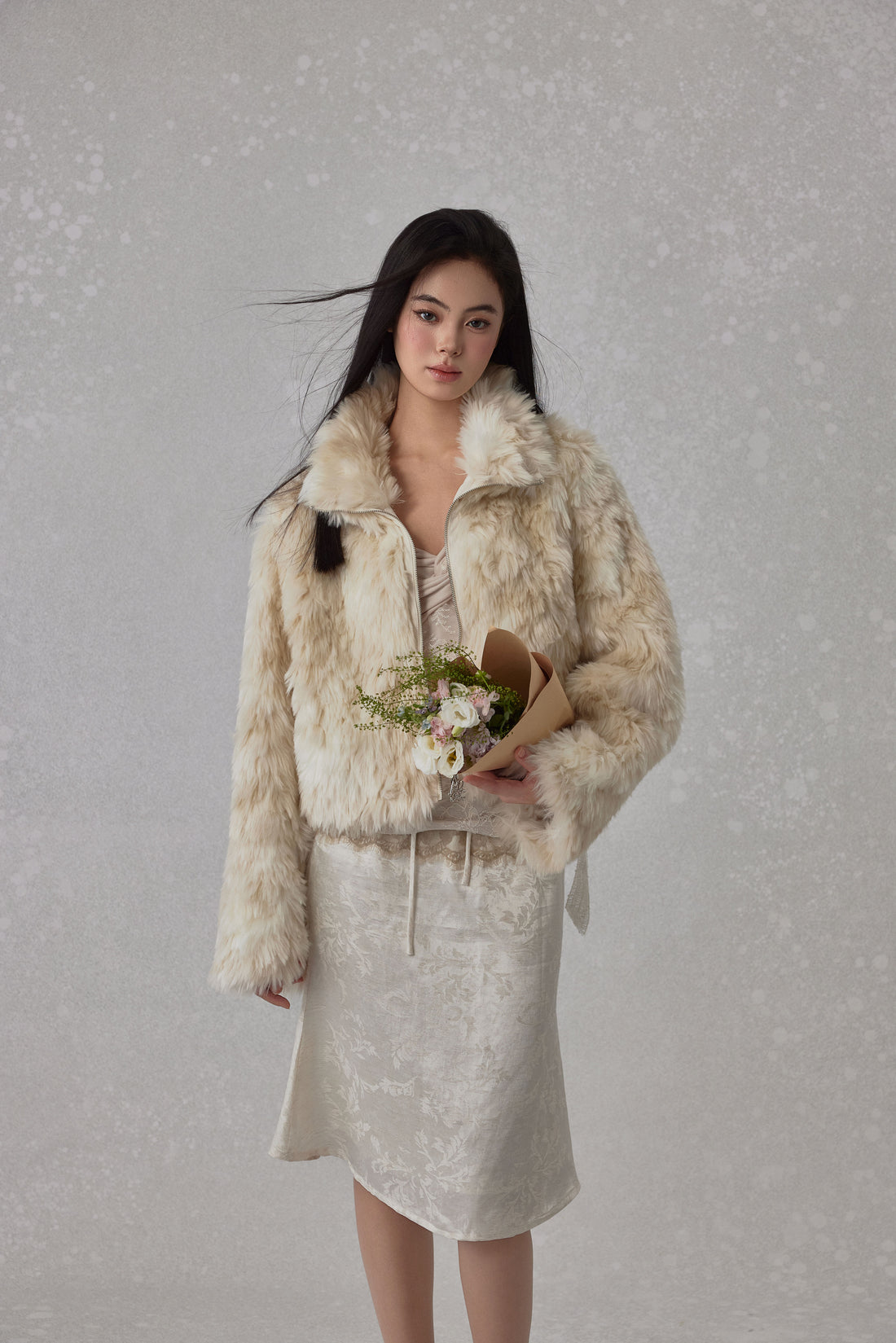 NONCESTNON N274 Zipper lapel fur