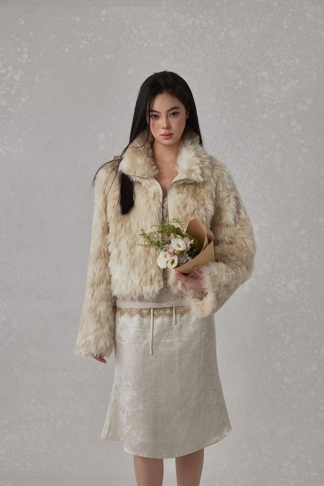 NONCESTNON N274 Zipper lapel fur
