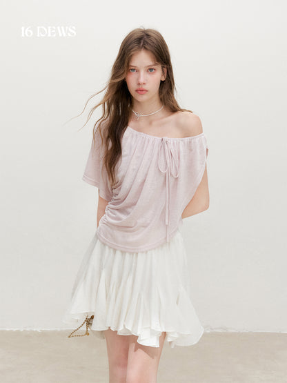 16DEWS 16D26371 Lyocell Asymmetric Faux Two-Piece Top