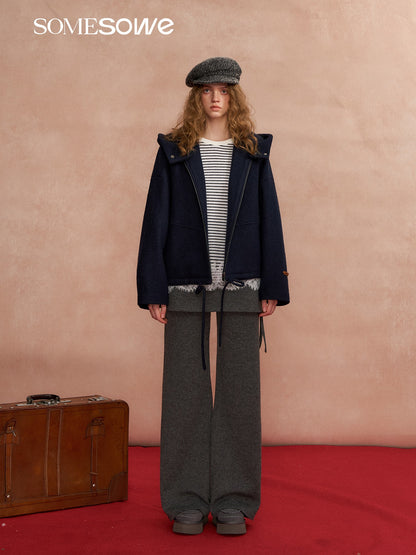 SOMESOWE S2508291 Hooded short wool coat