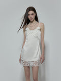 NOMEANSNO Satin Floral Lace Camisole Dress