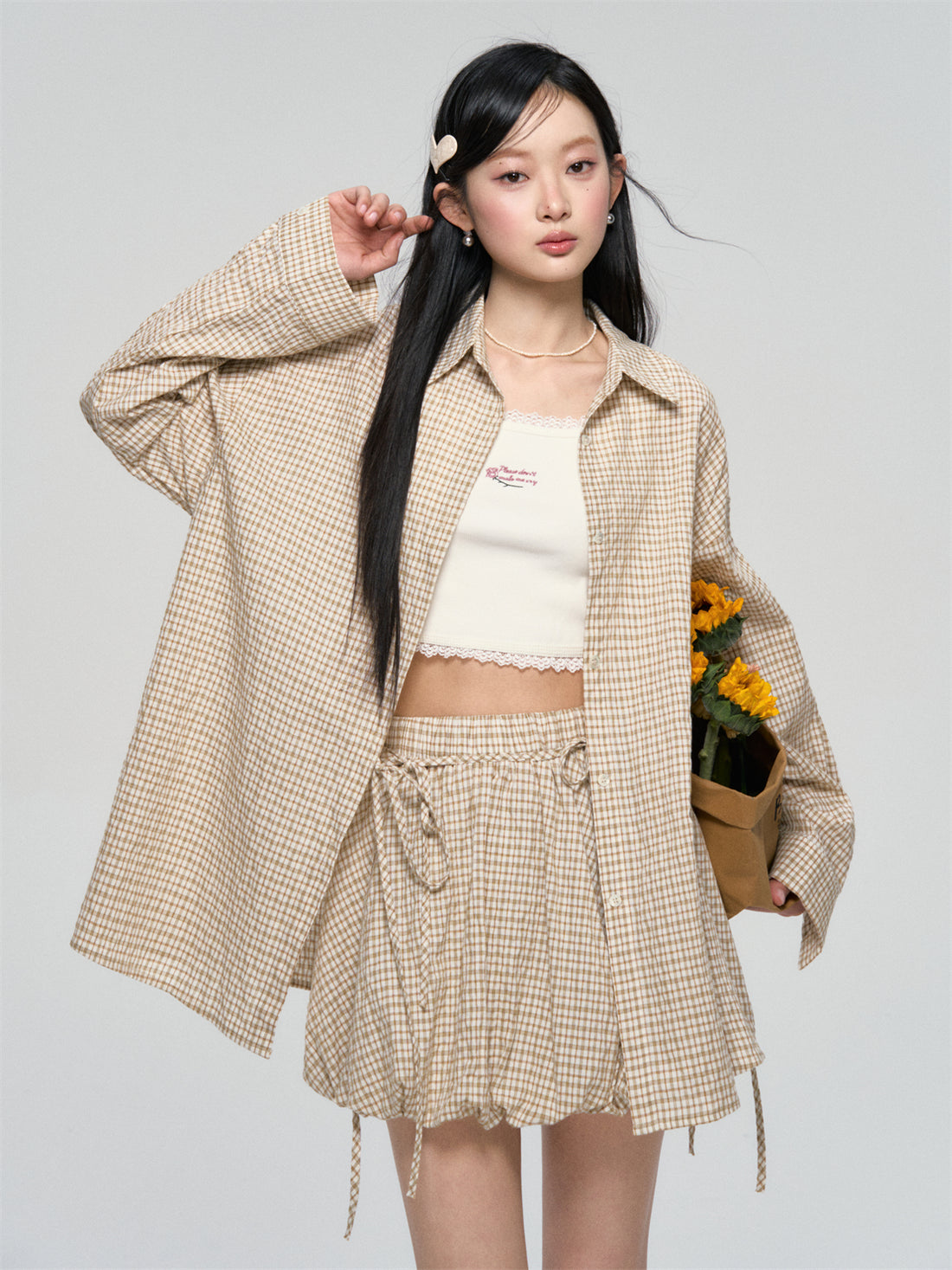 AsGony ASG25089 Lace rose embroidered knitted vest