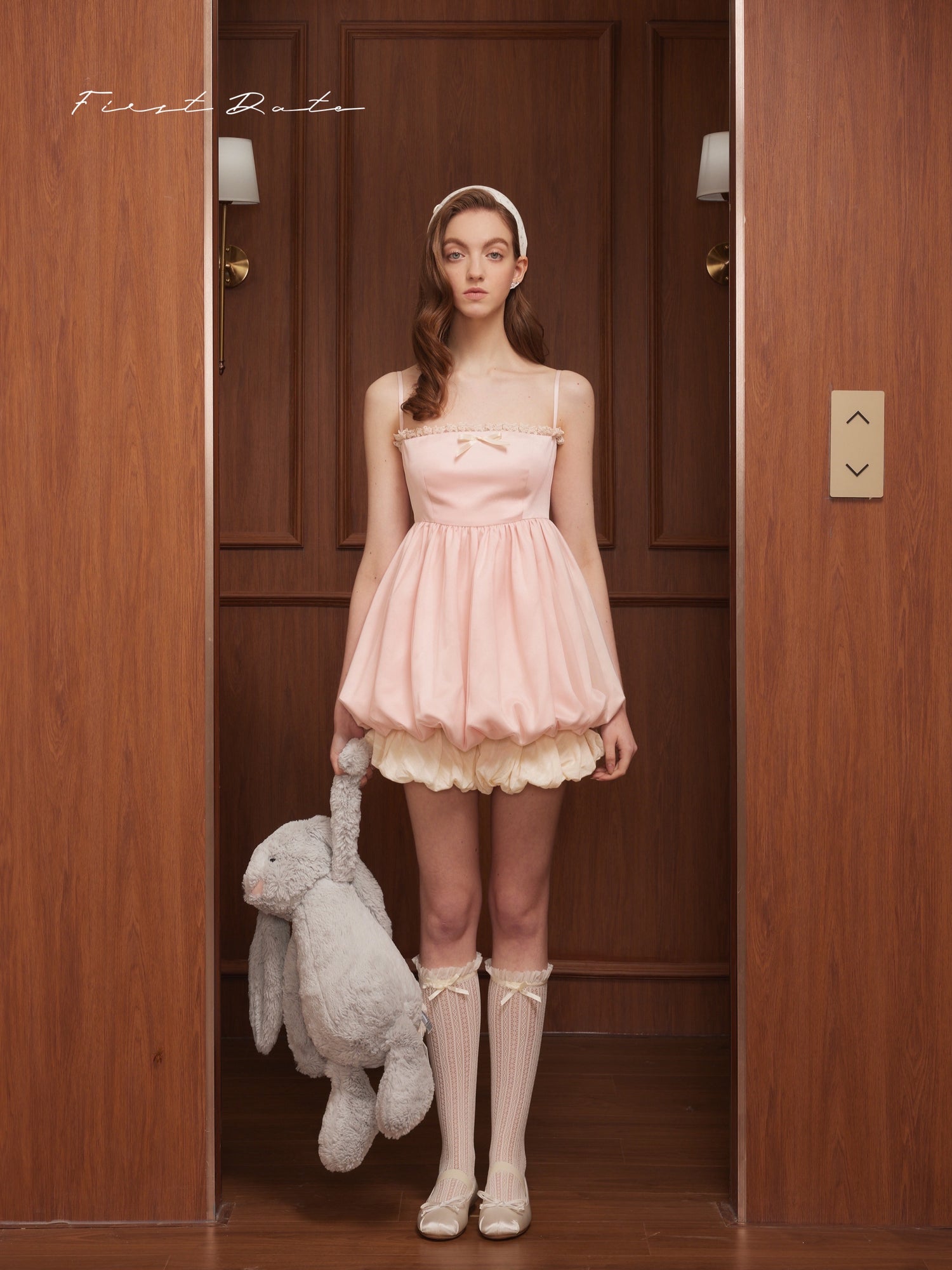First Date Strawberry camisole puffy dress