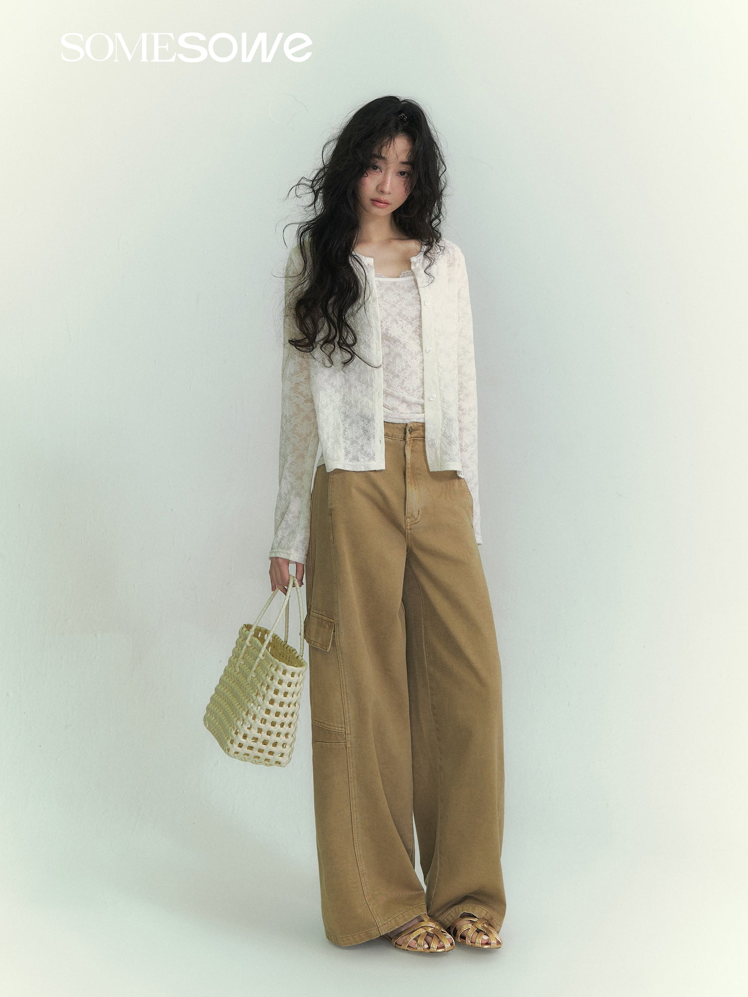 SOMESOWE S2609048 Striped cardigan two-piece set
