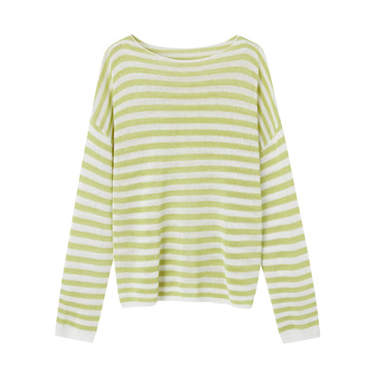 SOMESOWE S2609072 Striped one collar long sleeved top
