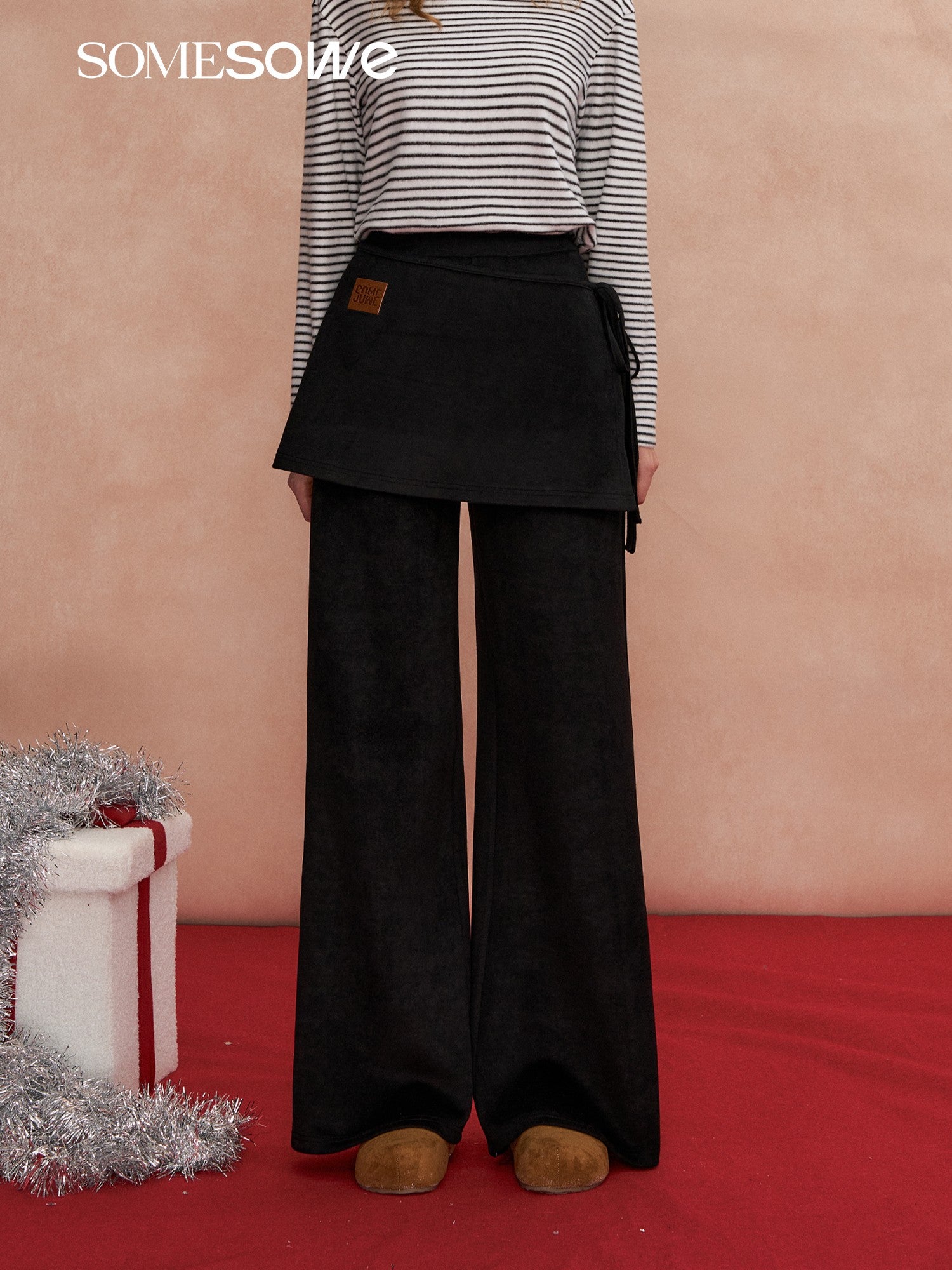 SOMESOWE S2508299 Detachable curtain micro fleece long pants