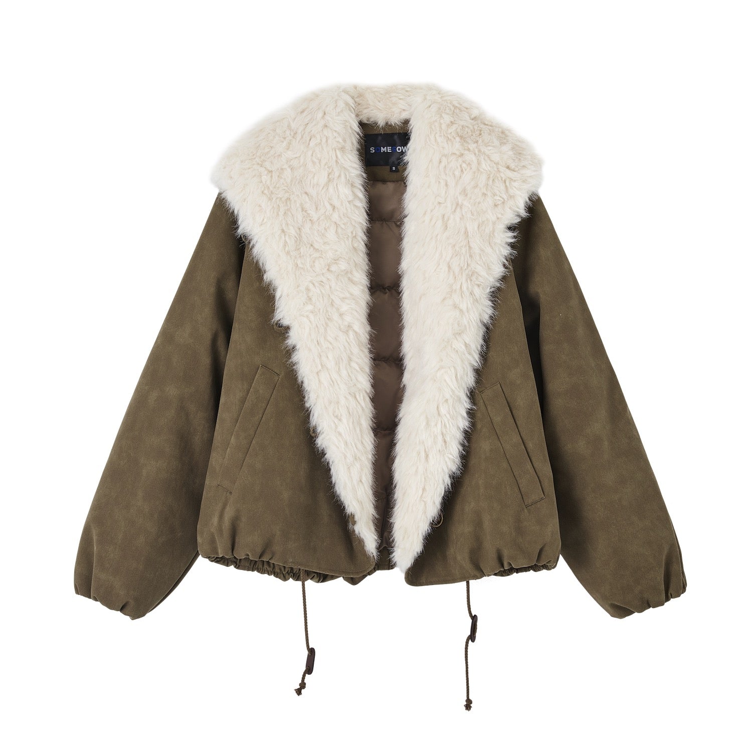 SOMESOWE S2508290 Large collar flower bud short down jacket