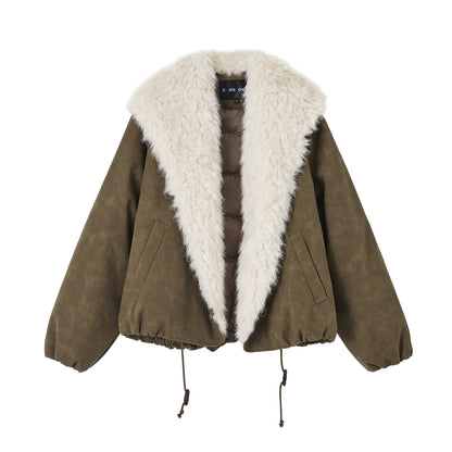 SOMESOWE S2508290 Large collar flower bud short down jacket