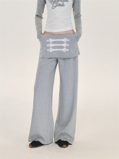 Asgony ASG26632 &amp; ASG26633 Hoodie Jacket &amp; Faux Layered Low-Rise Sweatpants