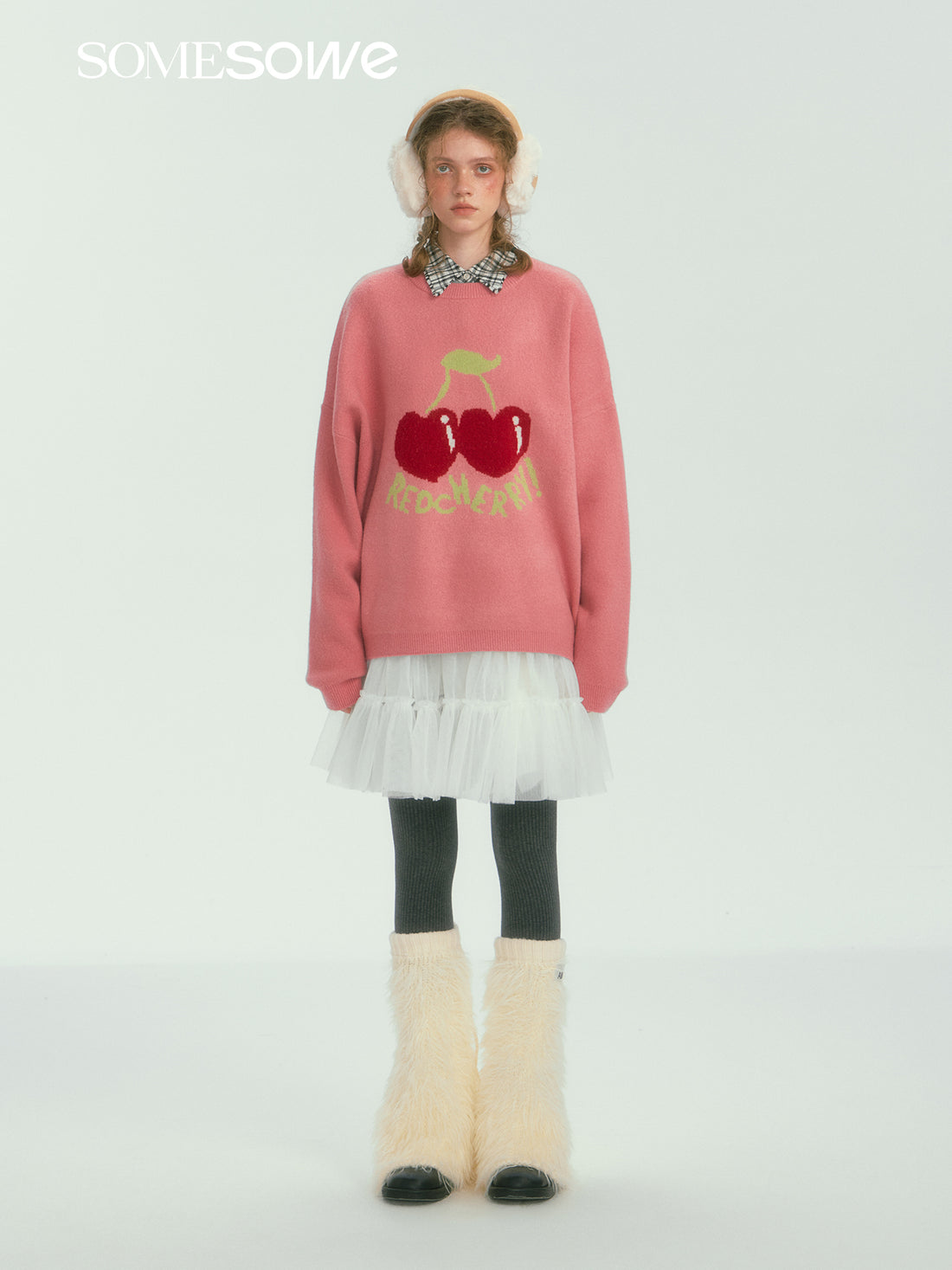 SOMESOWE S2407266 Fruit jacquard silhouette sweater