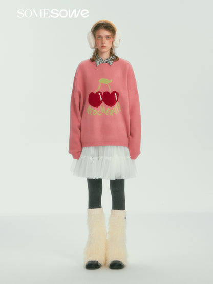 SOMESOWE S2407266 Fruit jacquard silhouette sweater