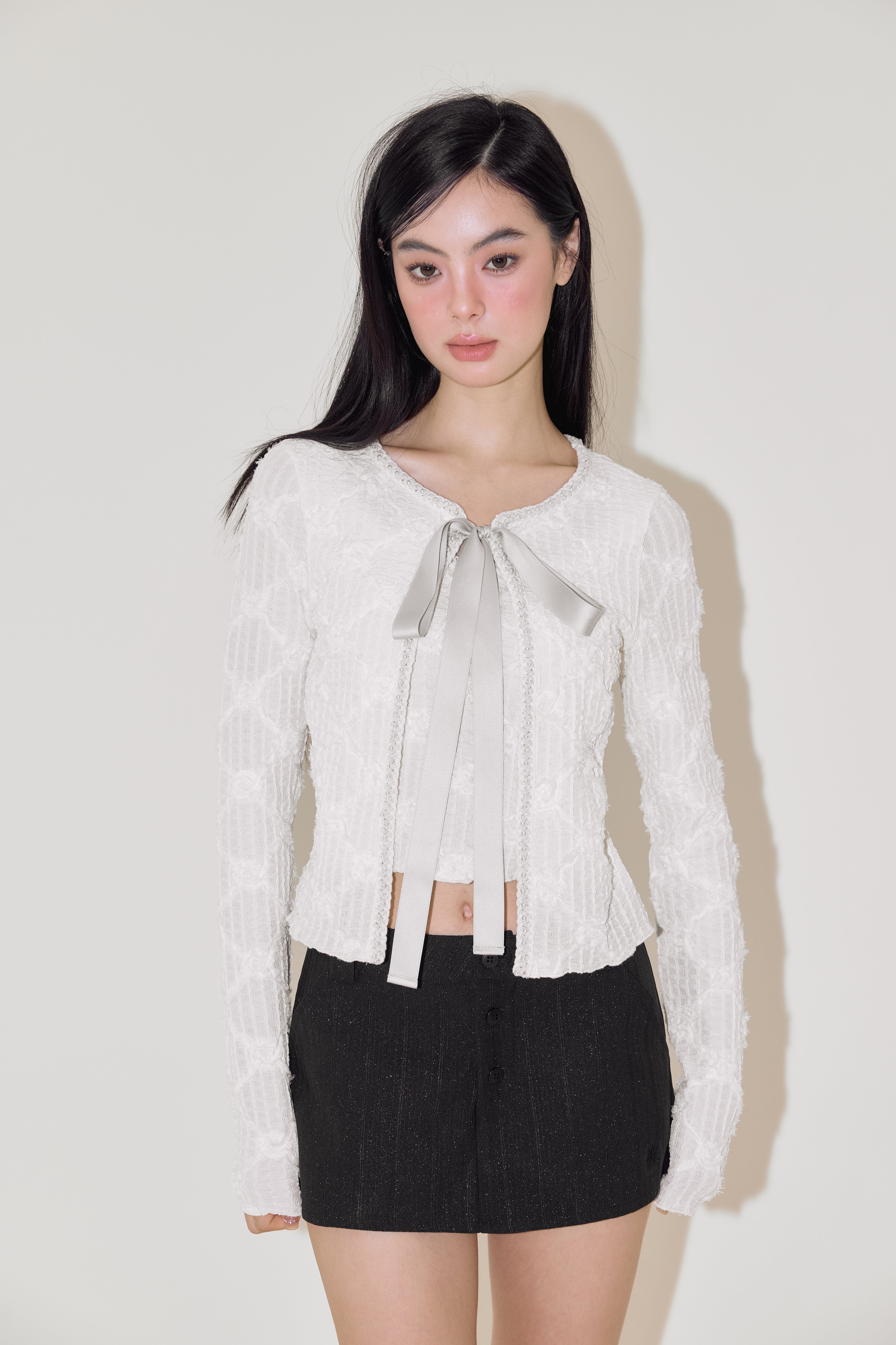 NOMEANSNO Mock Two-pieces Lace Top