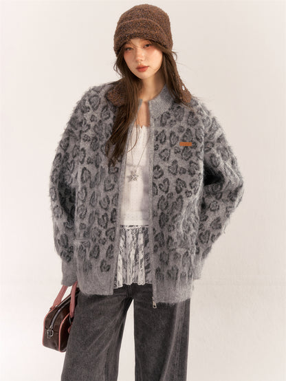 AsGony ASG24550 wool blended loose knitted jacket