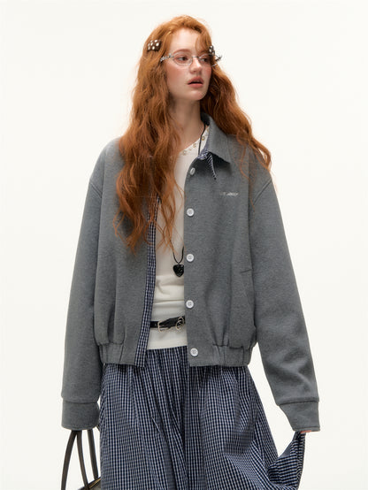 AsGony ASG25368 Plaid patchwork lapel embroidered jacket
