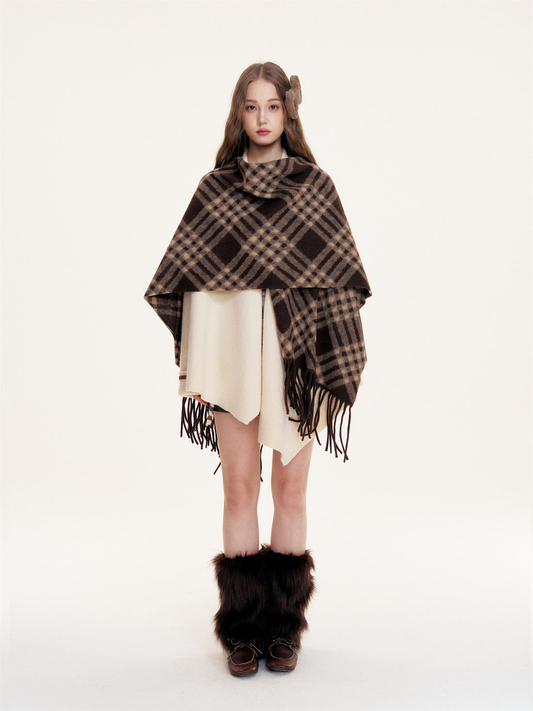 16DEWS 16D25419 Long plaid shawl