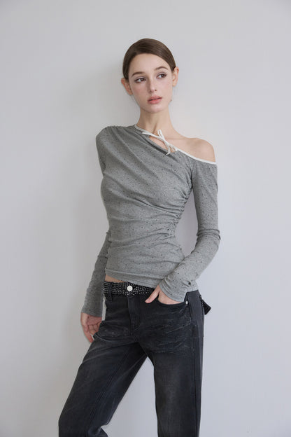 NONCESTNON N321 Colorful diamond off shoulder top