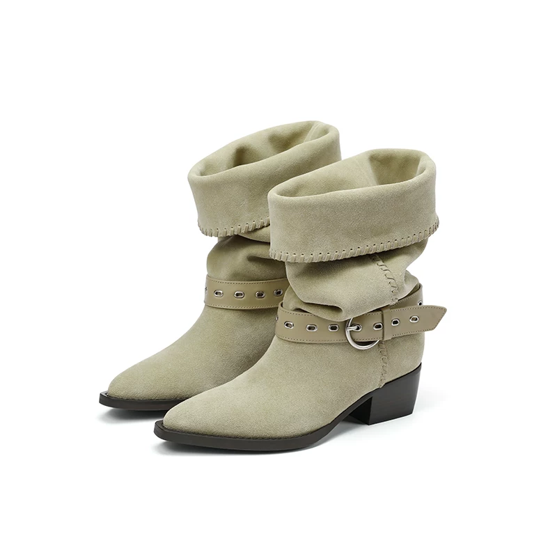 BREADTREE Stacked Slouchy Riding Boots(3color)