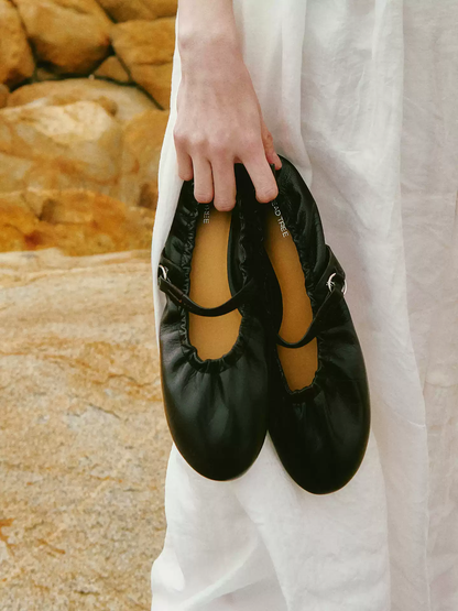 BREADTREE Hand-Gathered Mary Jane Ballet Flats(4color)
