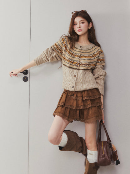 OTEBANBASS Ote260903 Fur Collar Tie-Detail Knit Sweater