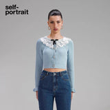 Self-Portrait BLUE LACE SWEATER