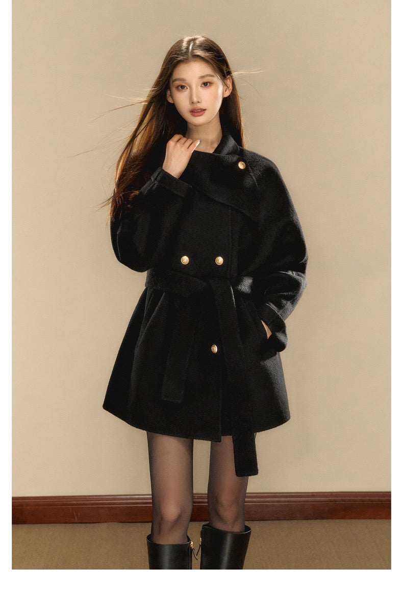 OShea 4D01D1036 Lapel Midi Coat-black