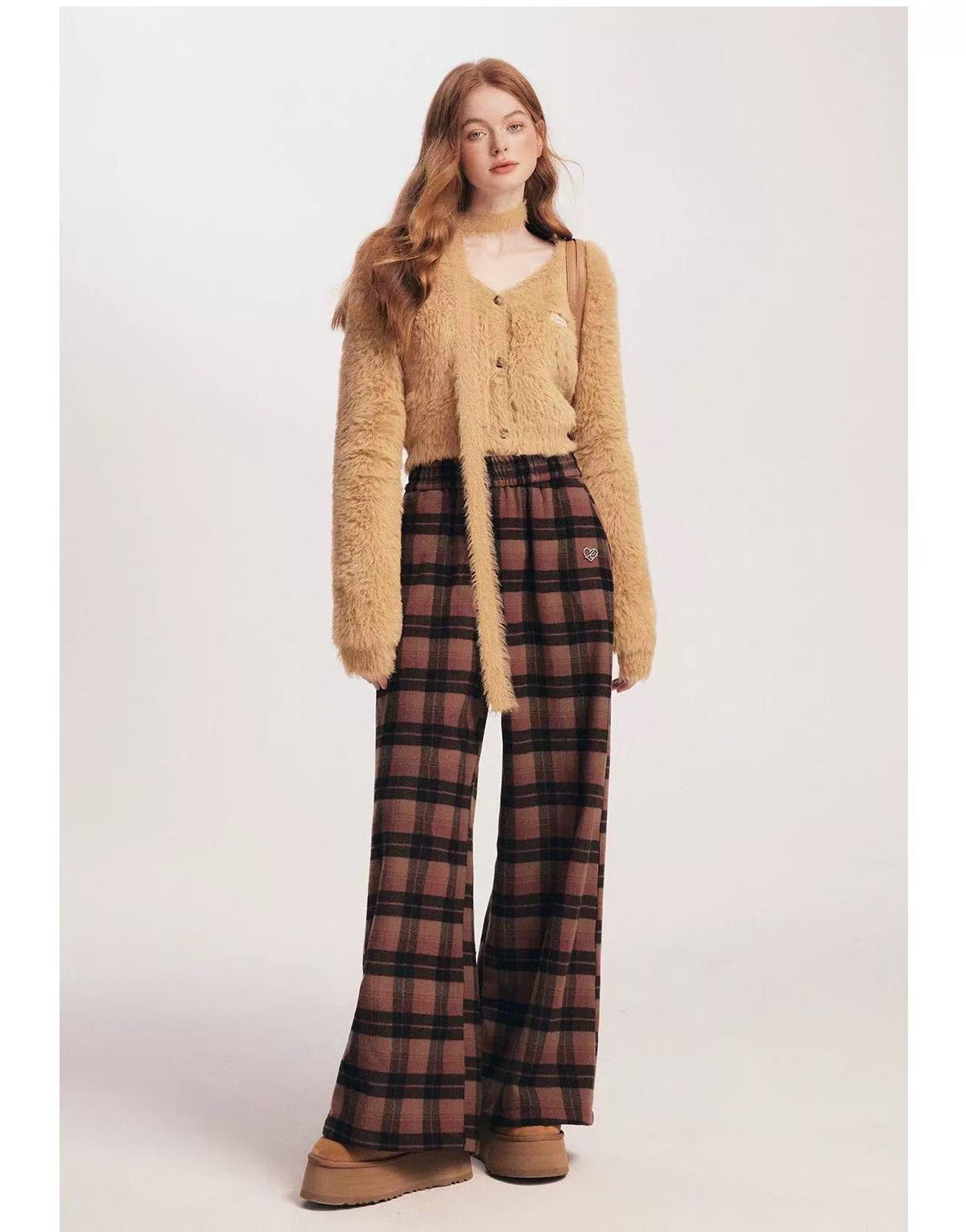 Kroche [Star Style] Plaid loose pants (2color)