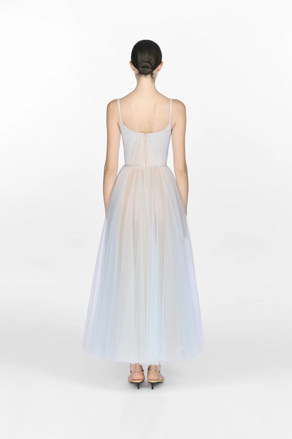 Montsand Blue Draped Tulle  Dress