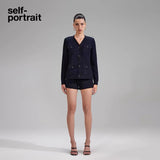 Self-Portrait NAVY BLUE V NECK CARDIGAN