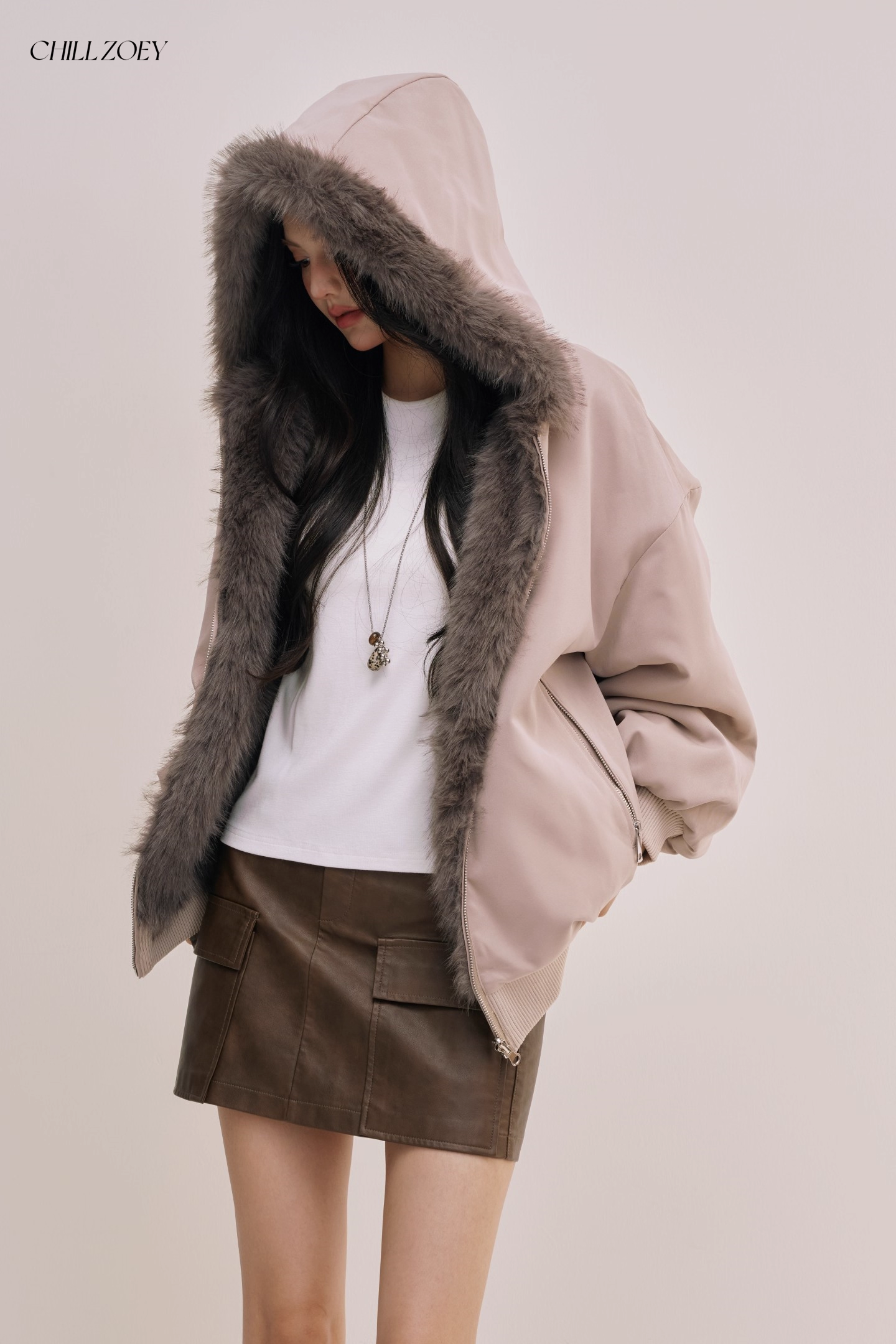 Chill Zoey M690325 Double Side Fur Coat