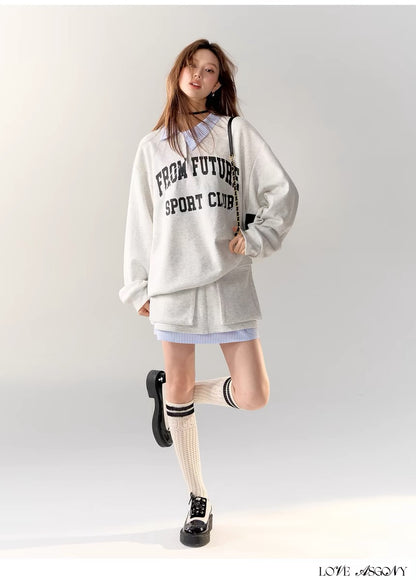 AsGony Mock Two-piece Hoodie Set(2color)