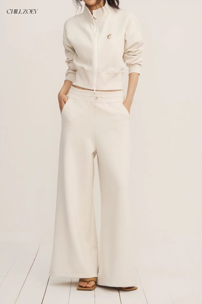 Chill Zoey Sweatshirt &amp; Straight-Leg Pants Set(2color)