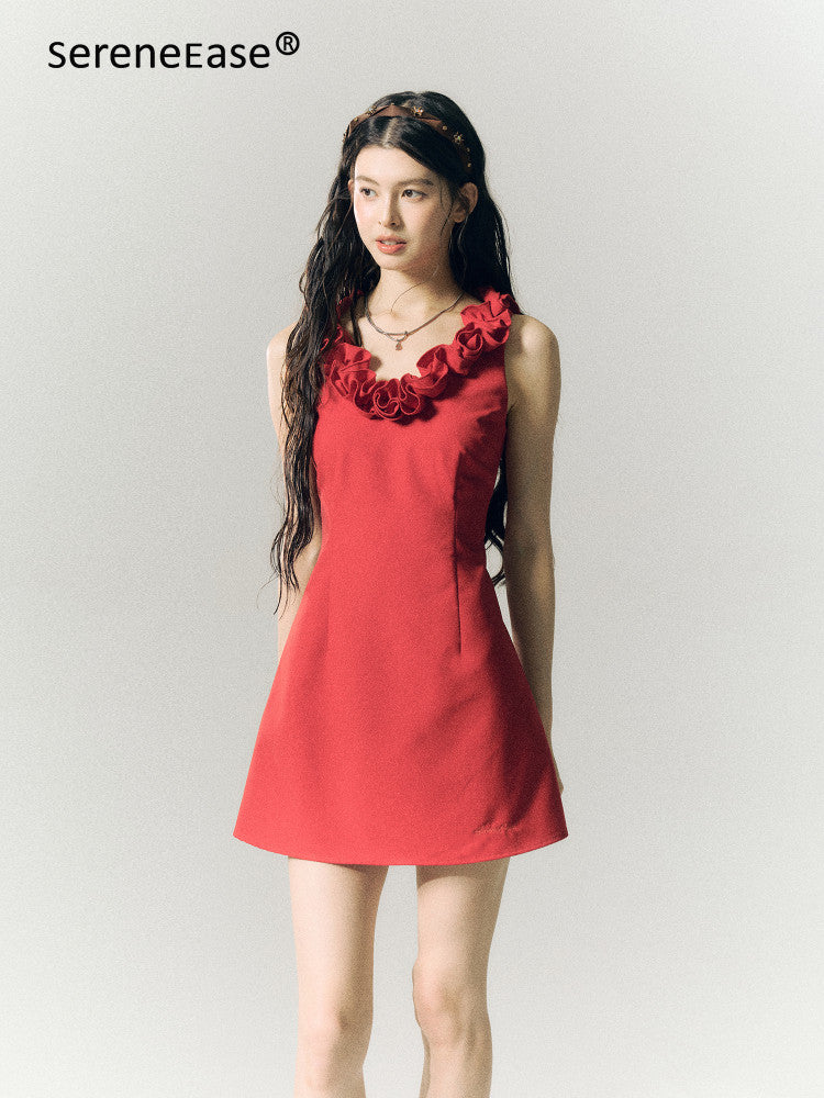 Serene Ease French Twisted Rose Sleeveless Dress