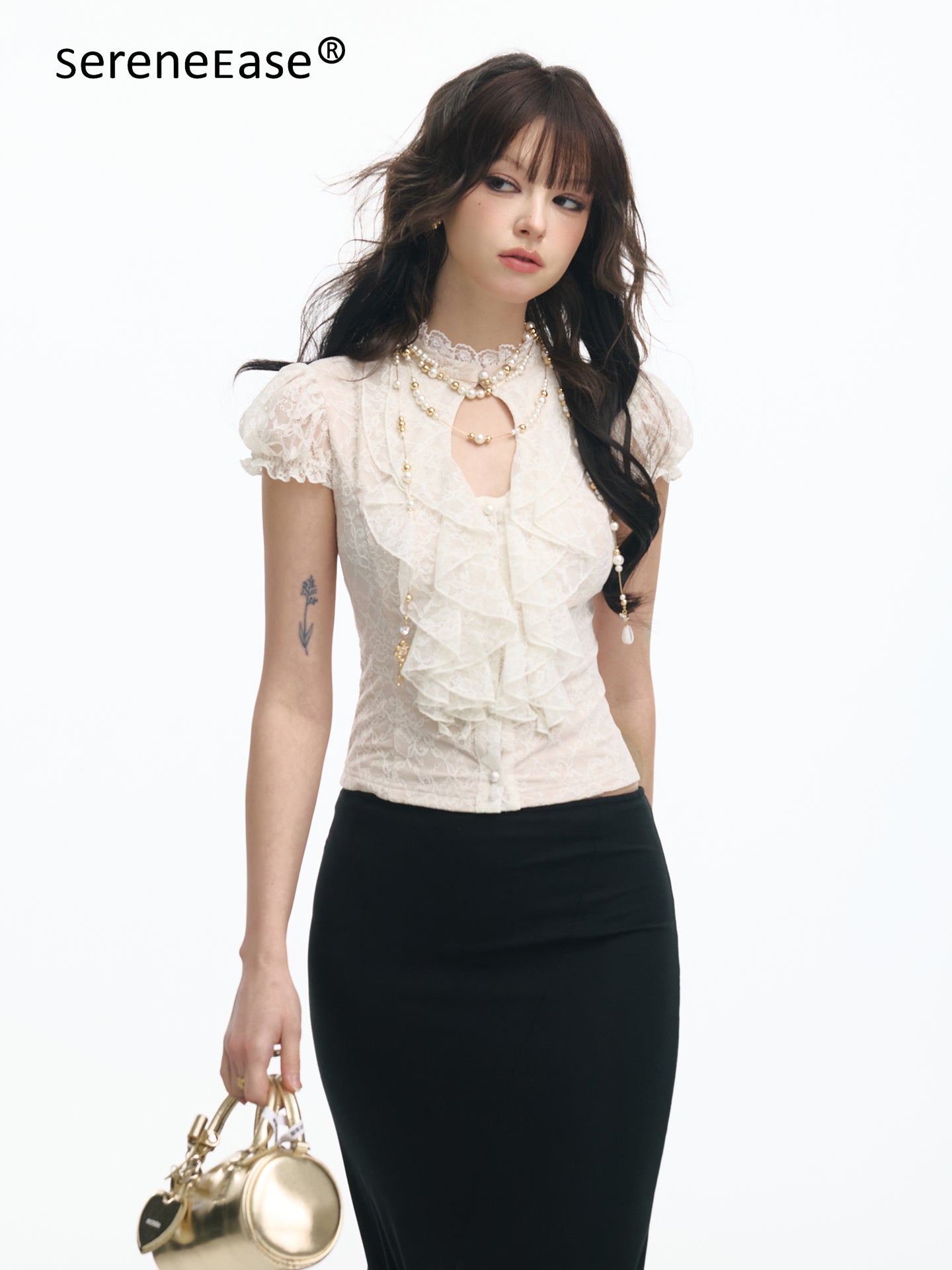Serene Ease Vintage lace short sleeved shirt
