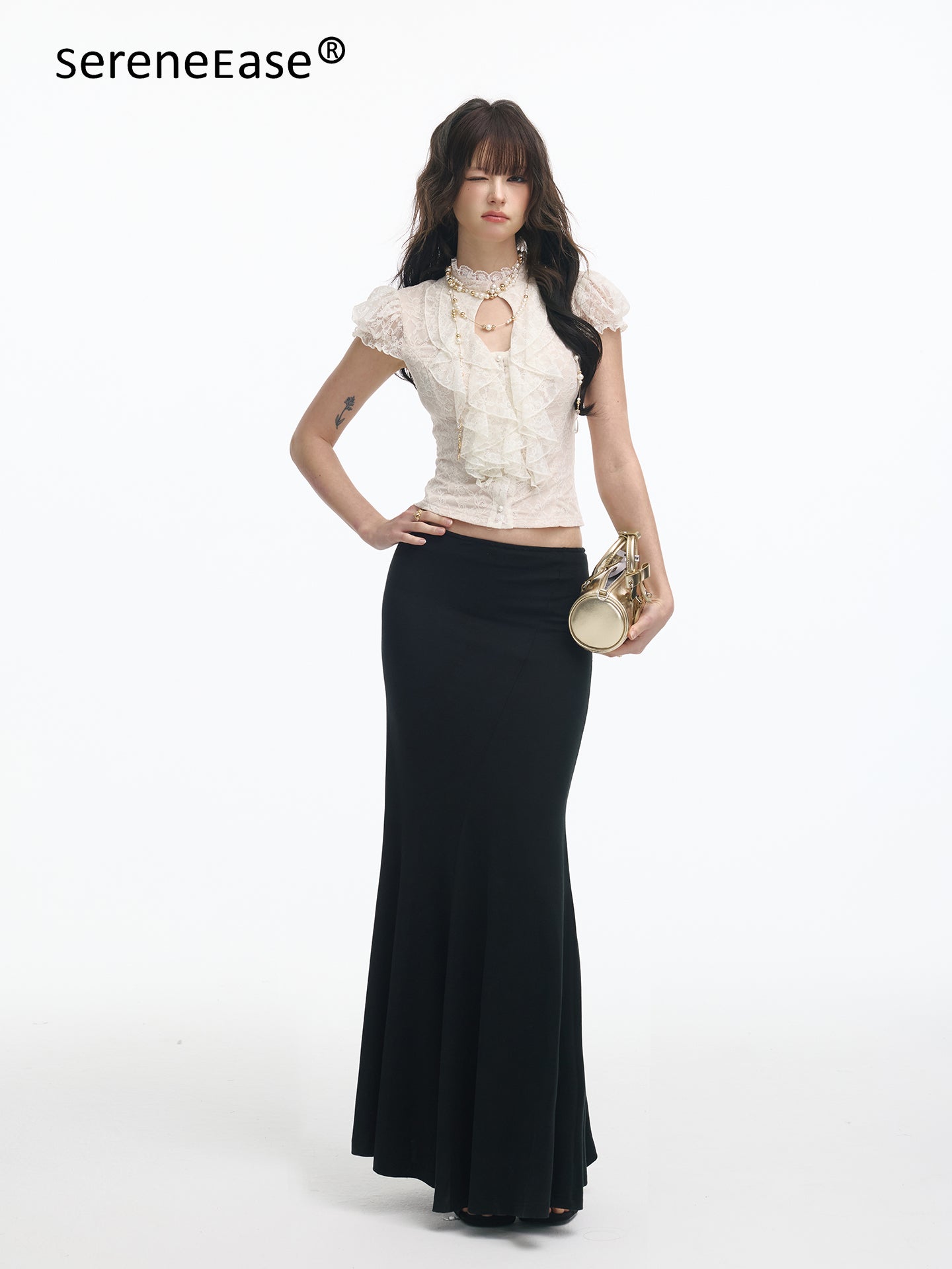 Serene Ease Vintage lace short sleeved shirt