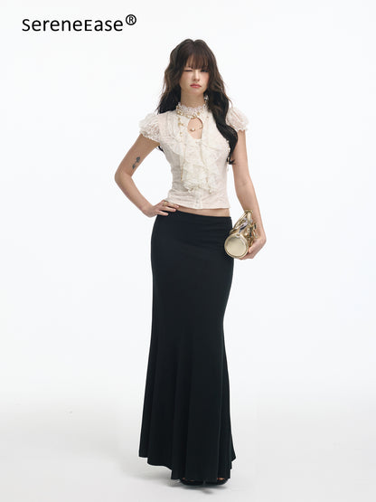 Serene Ease Vintage lace short sleeved shirt