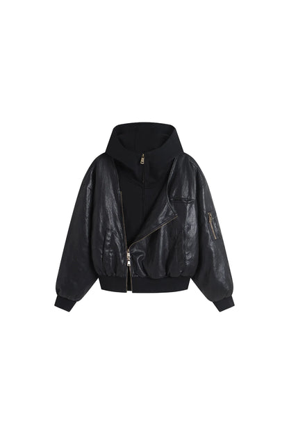 YJ1NGZYZJ  OVERSIZED LEATHER BOMBER JACKET