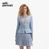 Self-Portrait BLUE SEQUIN BOUCLE MINI JACKET DRESS