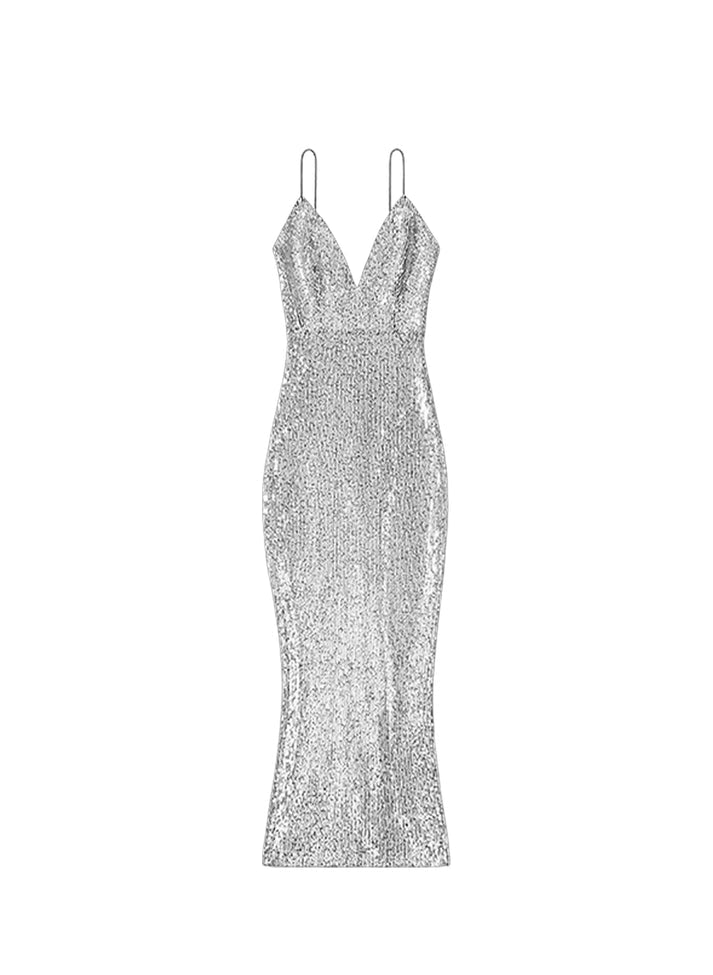 Taglioni Sequins V-Neck Fitted Dress