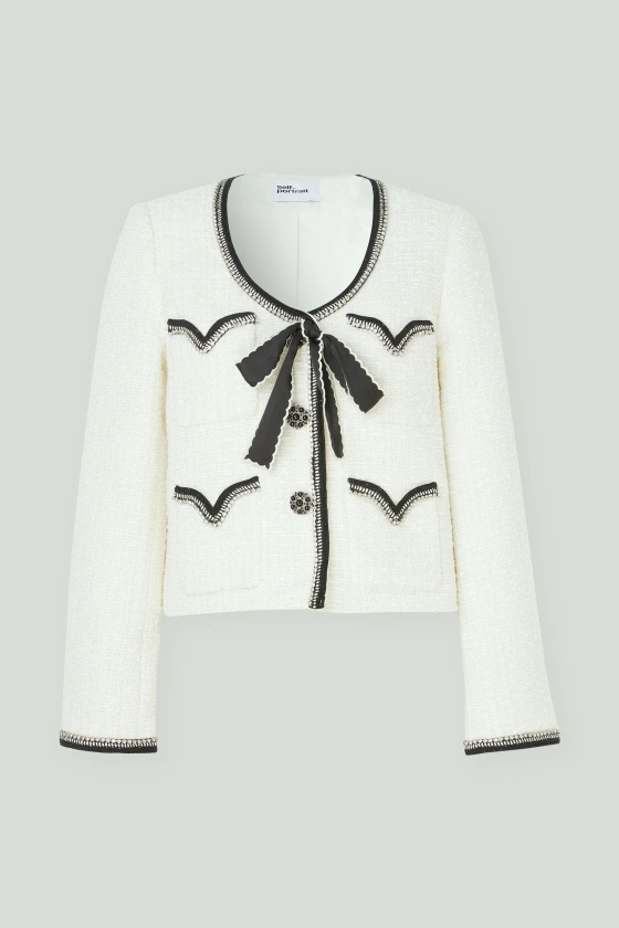 Self-Portrait Cream Boucle Tailored Jacket