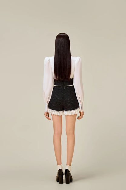 Lobbster BLACK TWEED ROMPER (not including FLOWER BROOCH&amp;PEARL BELT)