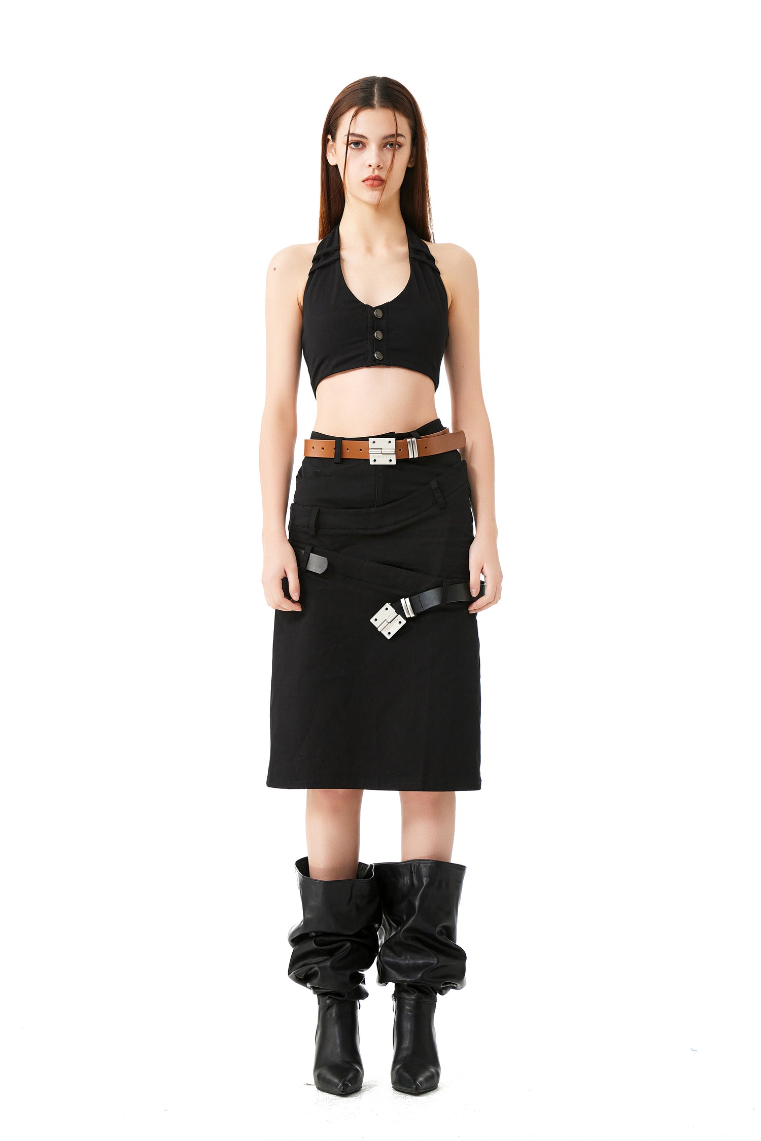 YJ1NGZYZJ TRIPLE-BELTS CARGO SKIRT