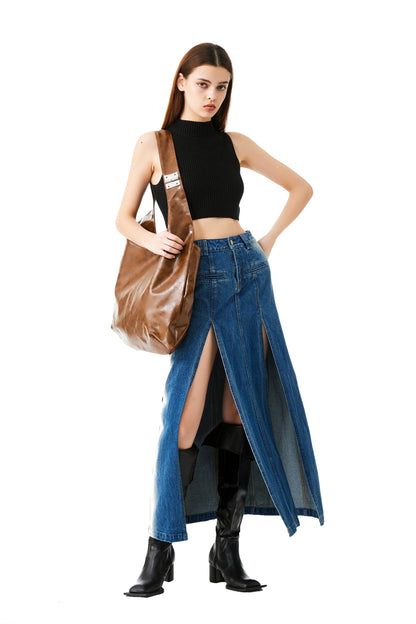 YJ1NGZYZJ HIGH-SLIT DENIM SKIRT