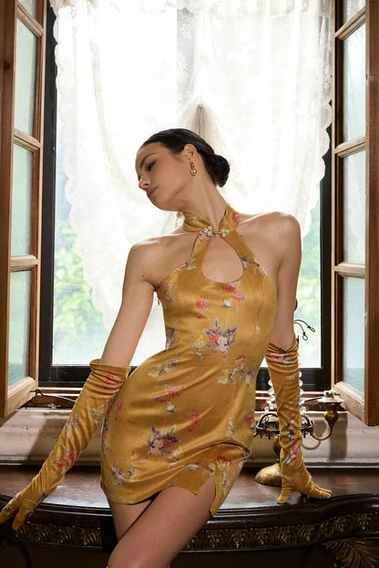 FINDYAWINGS Golden Mini Cheongsam(with glove)