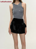 Lafreedom Bows Velvet Mini Skirt