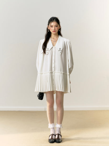 Lafreedom White Shirt Pleated Mini Dress