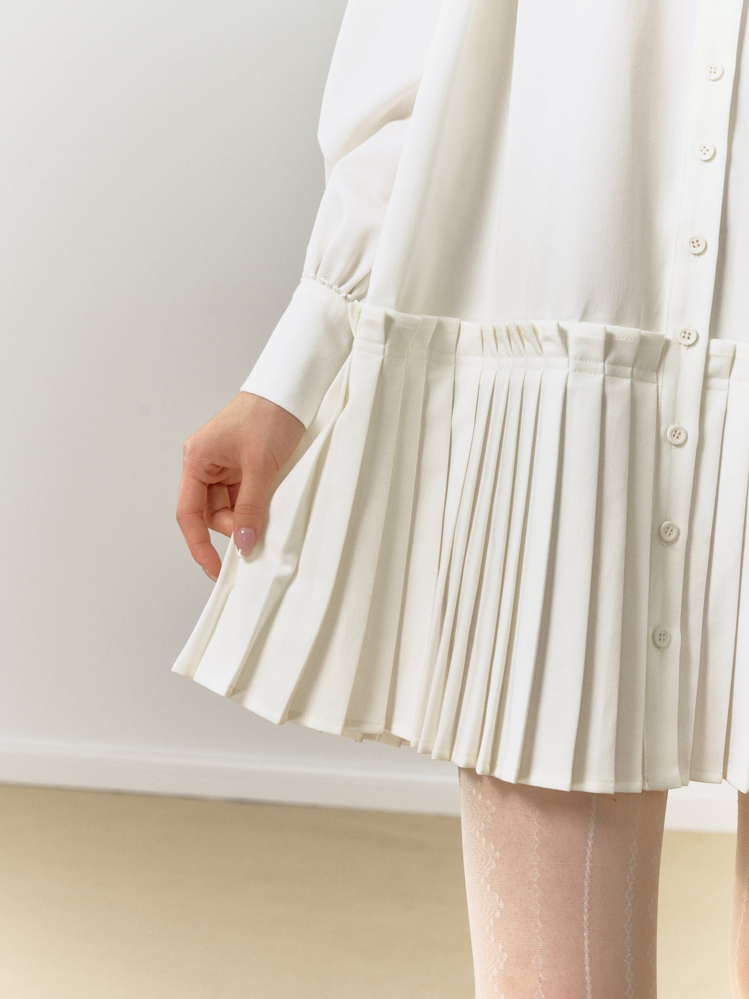 Lafreedom White Shirt Pleated Mini Dress