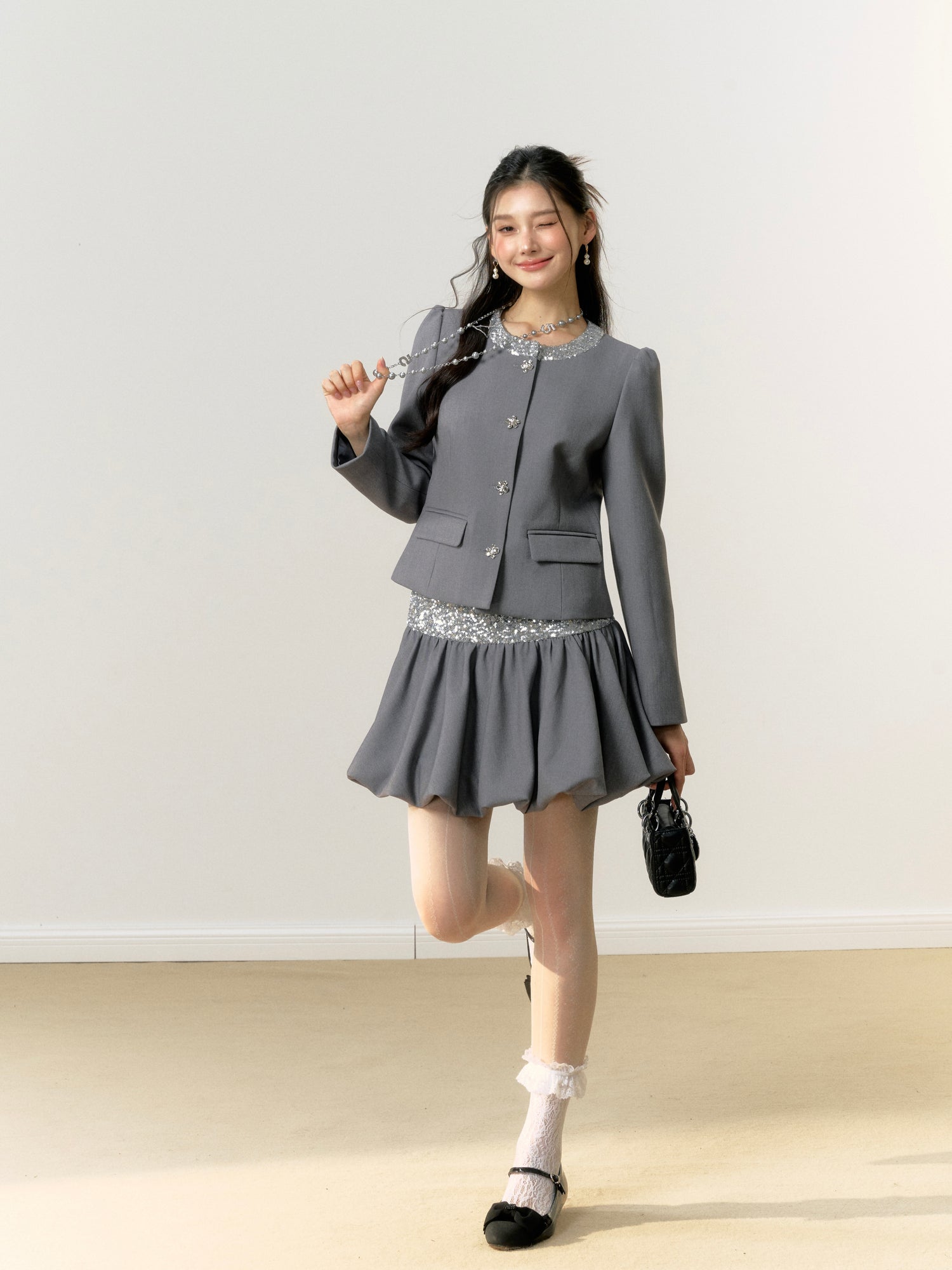 Lafreedom Sequin Grey Set(Jacket or Skirt)