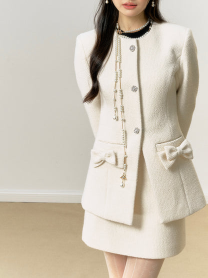 Lafreedom White Bow Twist Set(Jacket or Skirt)