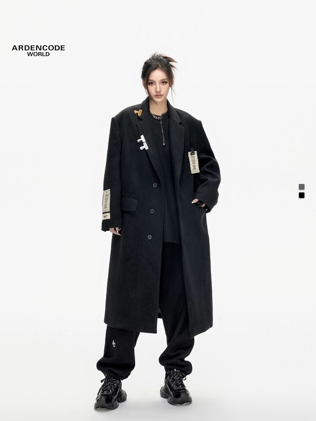 Arden Code Black Wool Coat